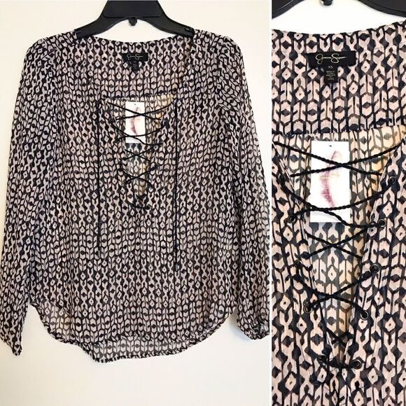 NWT Jessica Simpson lace up blouse - Picture 2 of 8